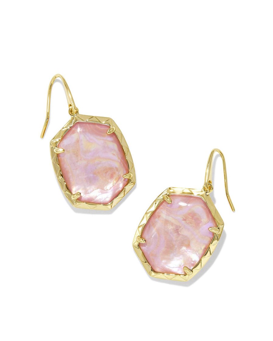 Kendra Scott Earrings | Daphne Gold Drop Earrings In Light Pink Iridescent Abalone