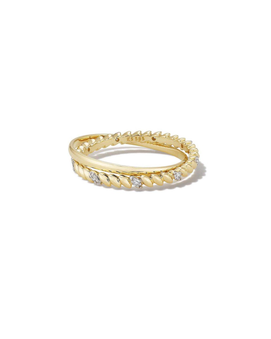 Kendra Scott Rings | Tyler 14K Yellow Gold Double Band Ring In White Diamond