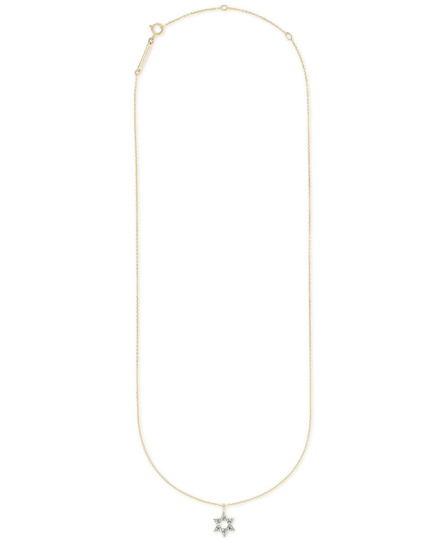 Kendra Scott Necklaces | Star Of David 14K Yellow Gold Pendant Necklace In White Diamonds