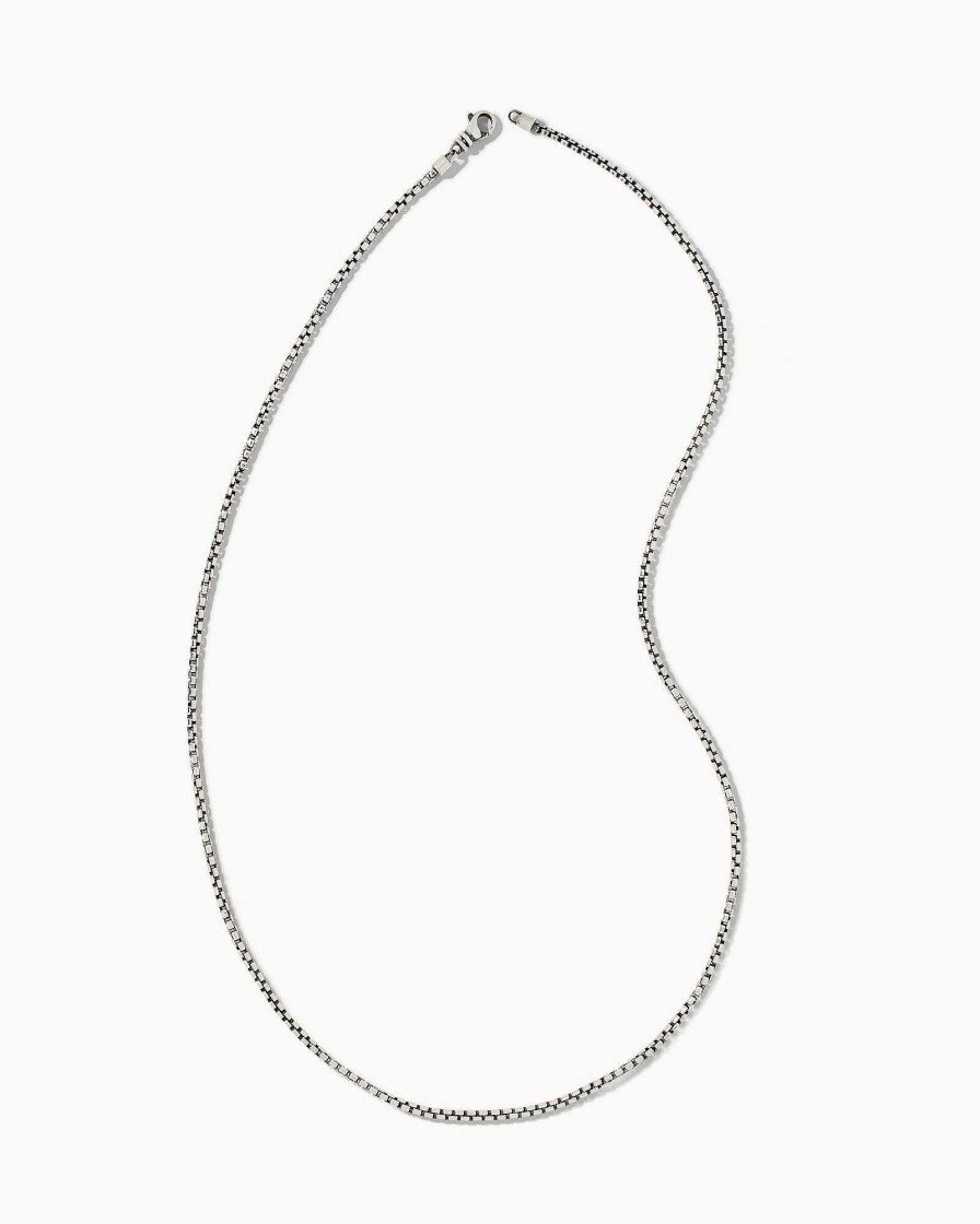 Kendra Scott Necklaces | Beck 24" Thin Round Box Chain Necklace In Oxidized Sterling Silver