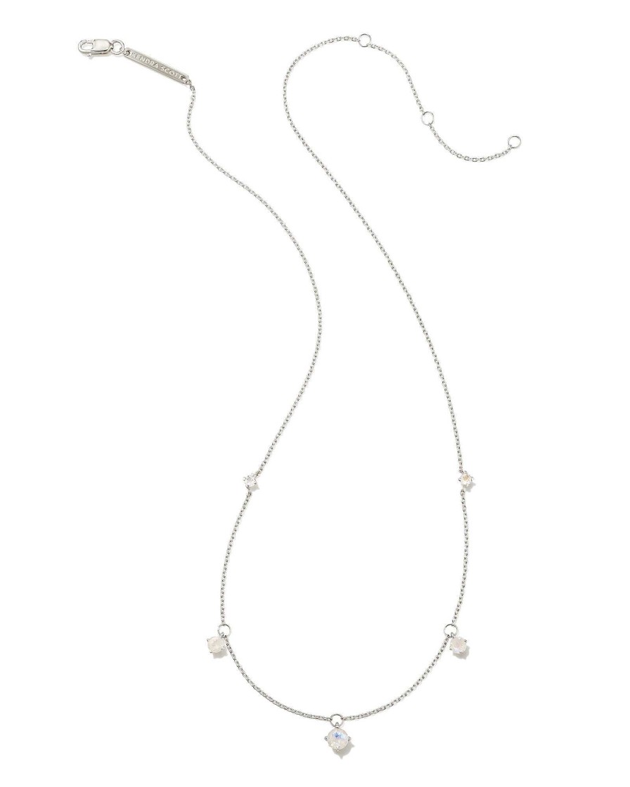 Kendra Scott Necklaces | Blakely Sterling Silver Strand Necklace In Rainbow Moonstone