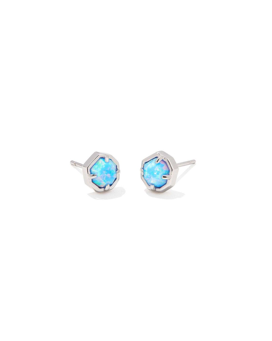 Kendra Scott Earrings | Nola Silver Stud Earrings In Light Blue Kyocera Opal