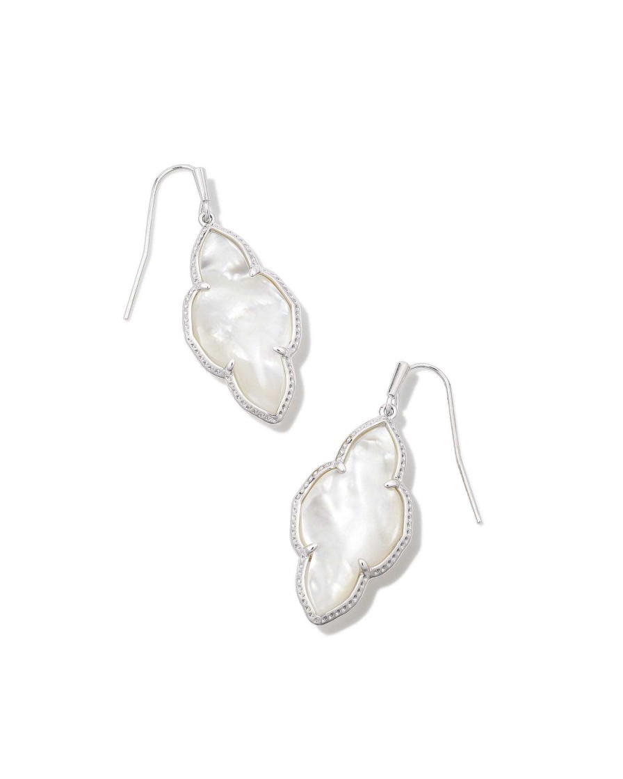 Kendra Scott Earrings | Abbie Silver Drop Earrings In Ivory Mother-Of-Pearl