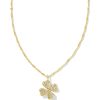 Kendra Scott Necklaces | Clover Gold Crystal Short Pendant Necklace In White Crystal