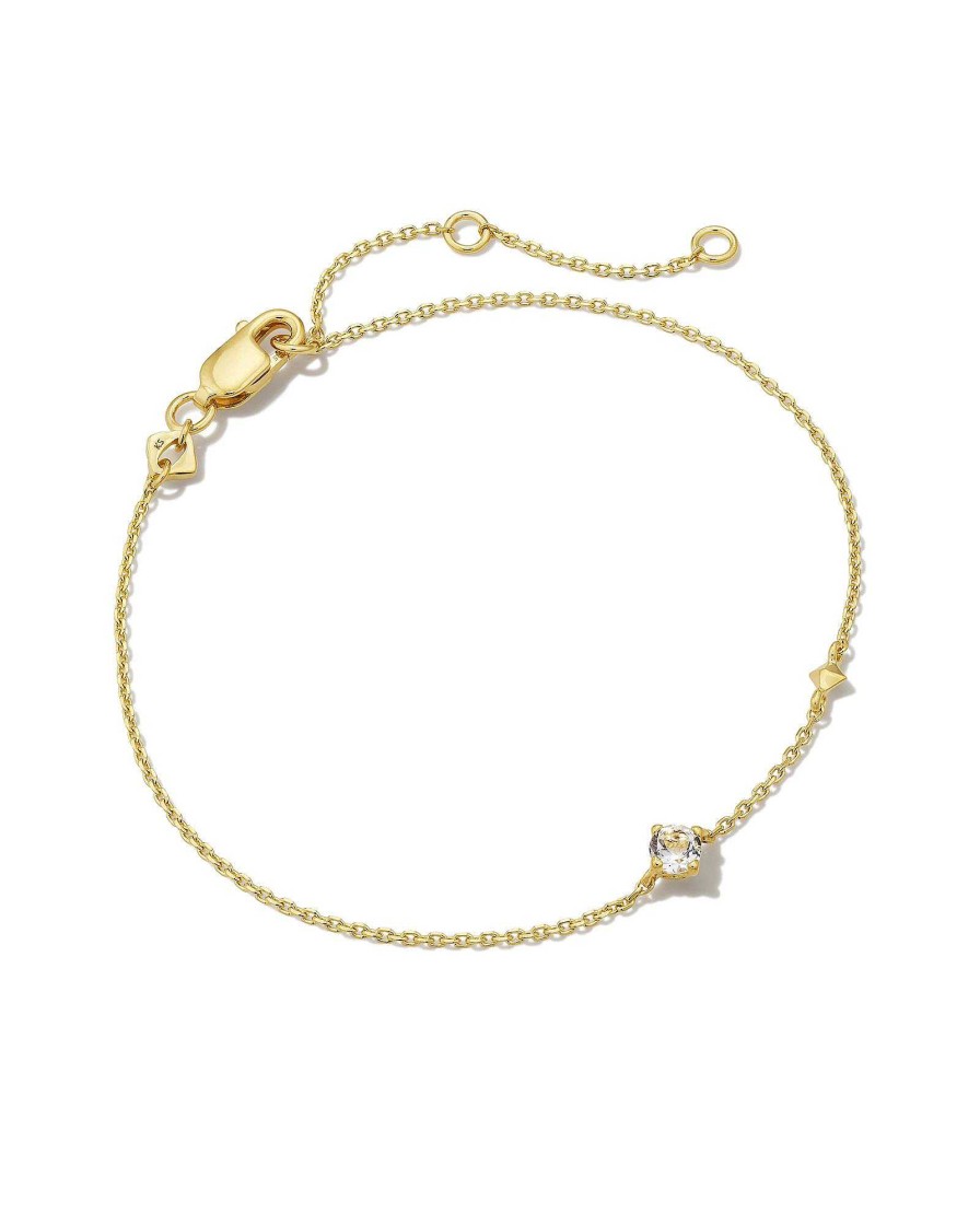 Kendra Scott Bracelets | Maisie 18K Gold Vermeil Delicate Chain Bracelet In White Topaz