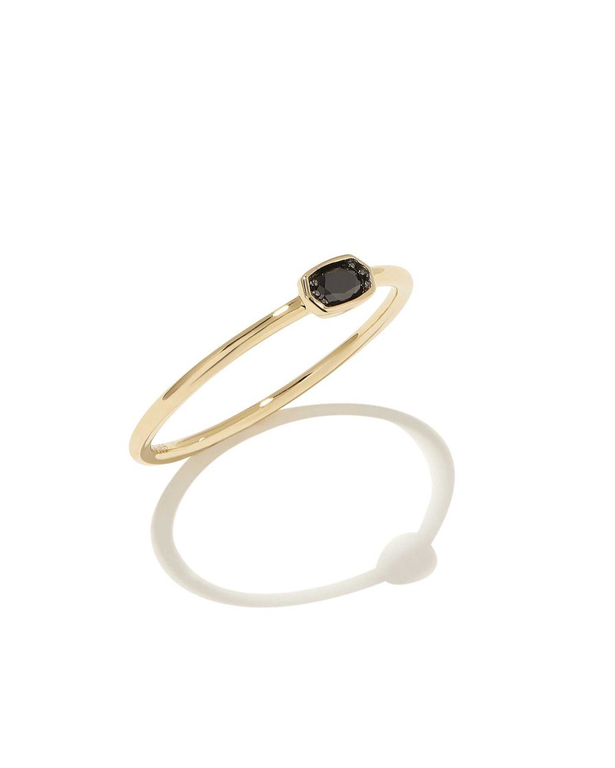 Kendra Scott Rings | Marisa 14K Yellow Gold Oval Solitaire Band Ring In Black Diamond