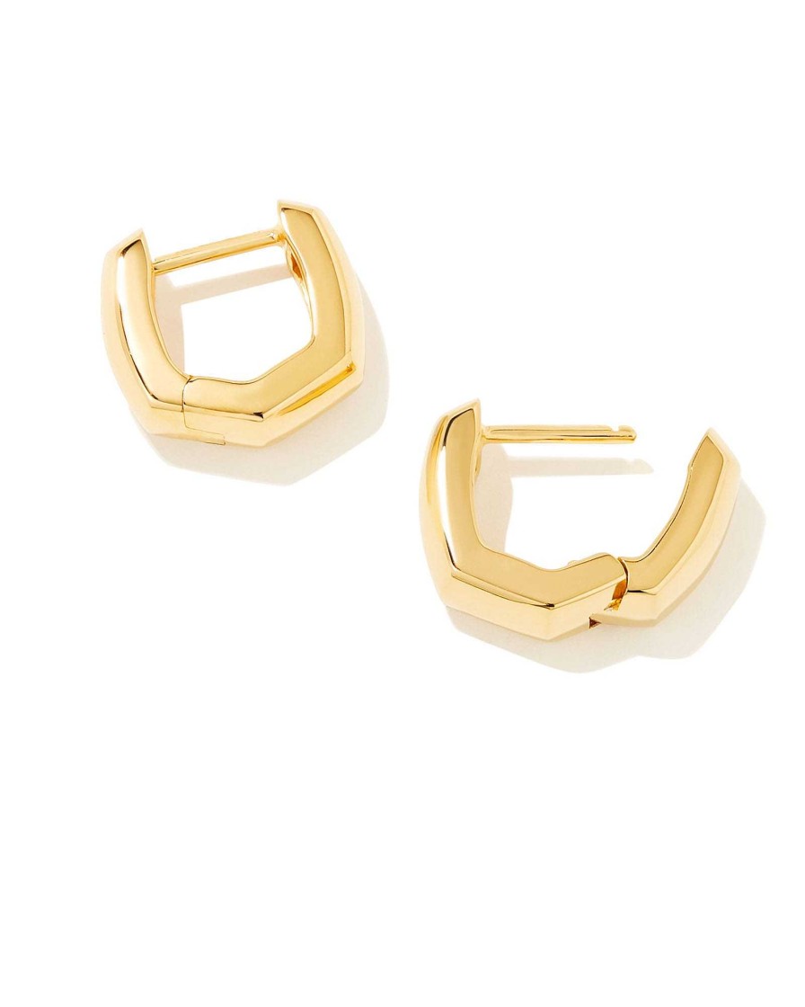 Kendra Scott Earrings | Davie Wide Huggie Earrings In 18K Gold Vermeil