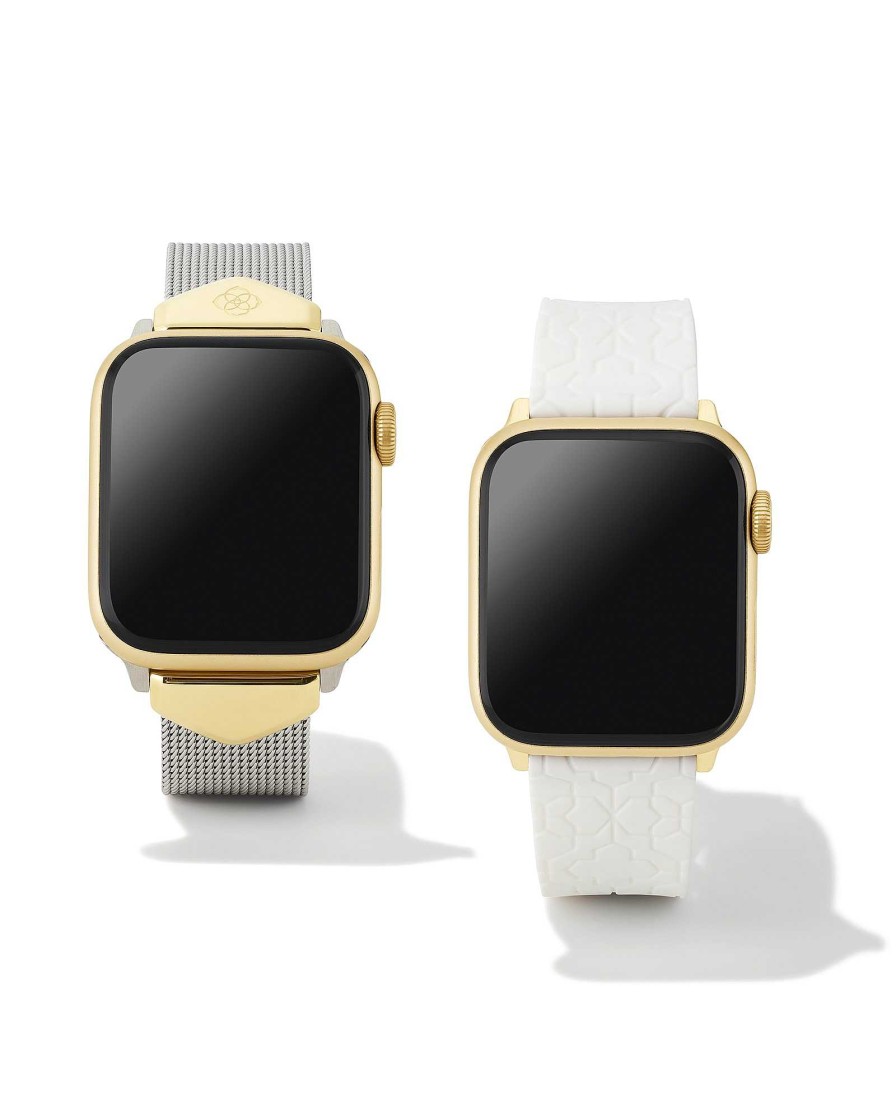 Kendra Scott Watches | Mia And Filigree Watch Band Gift Set In Two Tone Stainless Steel And White Silicone