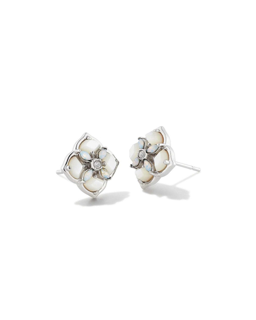 Kendra Scott Earrings | Dira Stone Silver Stud Earrings In Ivory Mix