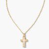 Kendra Scott Necklaces | Cross Gold Pendant Necklace In White Kyocera Opal