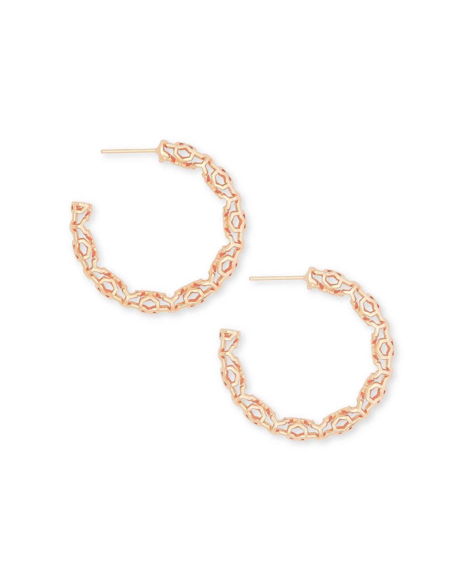 Kendra Scott Earrings | Maggie Small Hoop Earrings In Rose Gold Filigree