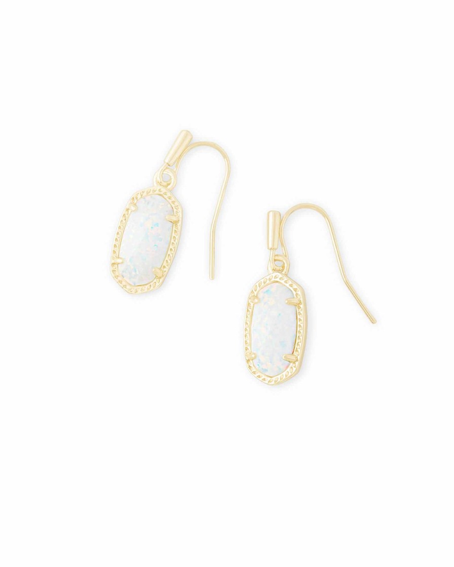 Kendra Scott Earrings | Lee Gold Drop Earrings In White Kyocera Opal