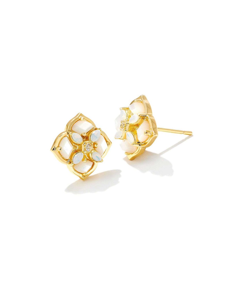 Kendra Scott Earrings | Dira Stone Gold Stud Earrings In Ivory Mix