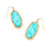 Kendra Scott Earrings | Elle Vintage Gold Etch Frame Drop Earrings In Variegated Turquoise Magnesite