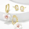 Kendra Scott Earrings | Deliah Gold Huggie And Stud Earring Set Of 2 In Iridescent Pink White Mix