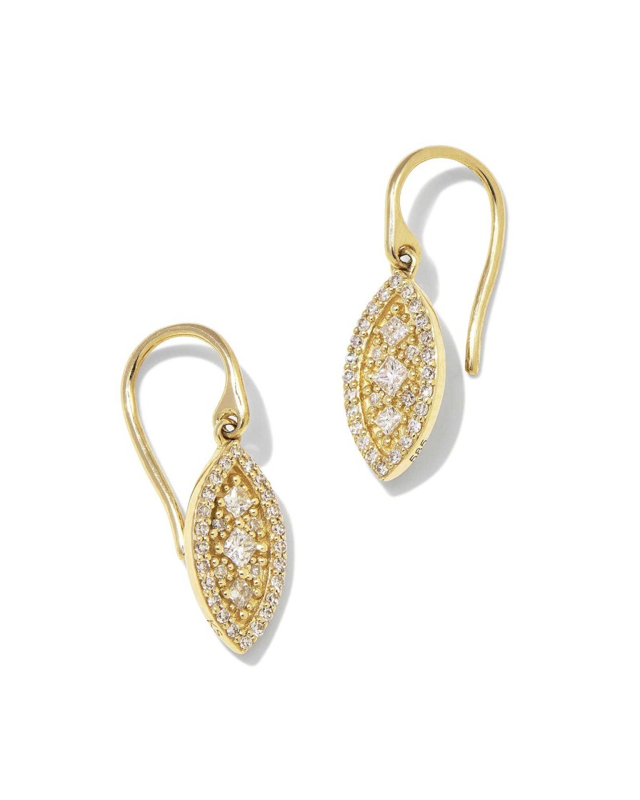 Kendra Scott Earrings | Vivianne 14K Yellow Gold Drop Earrings In White Diamond