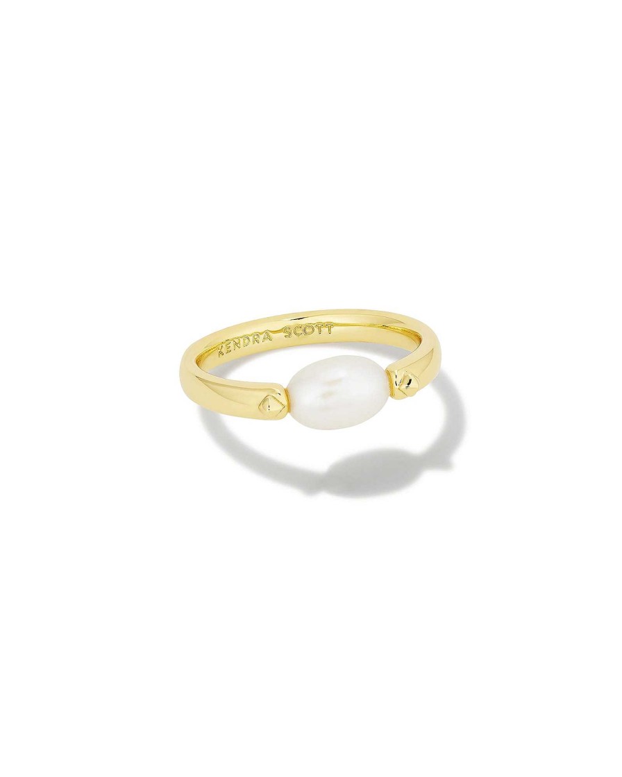 Kendra Scott Rings | Leighton Gold Pearl Band Ring In White Pearl