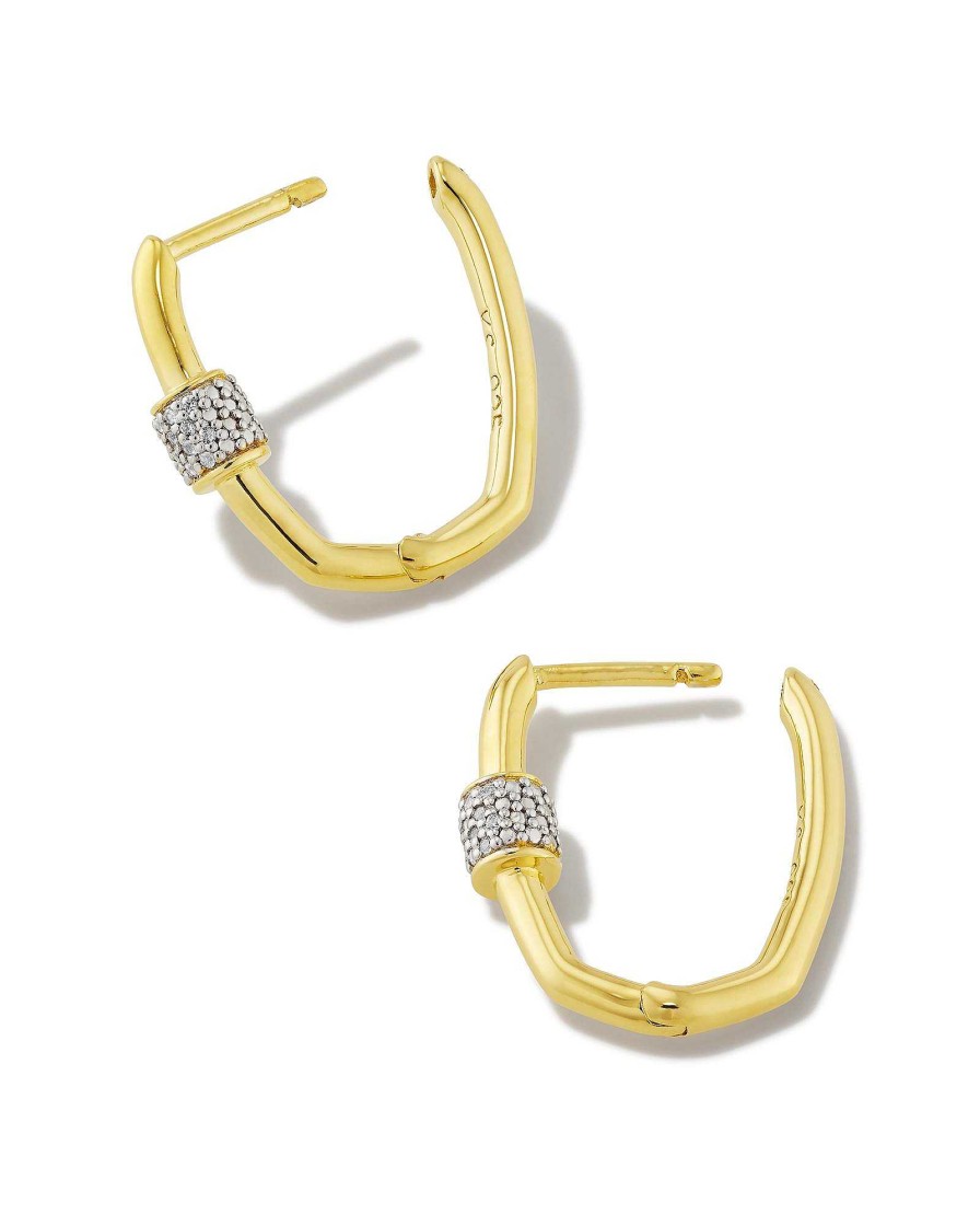 Kendra Scott Earrings | Bristol 18K Gold Vermeil Huggie Earrings In White Sapphire