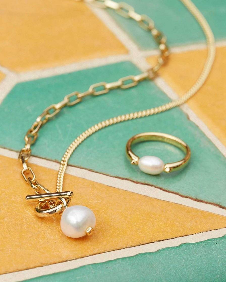 Kendra Scott Rings | Leighton Gold Pearl Band Ring In White Pearl