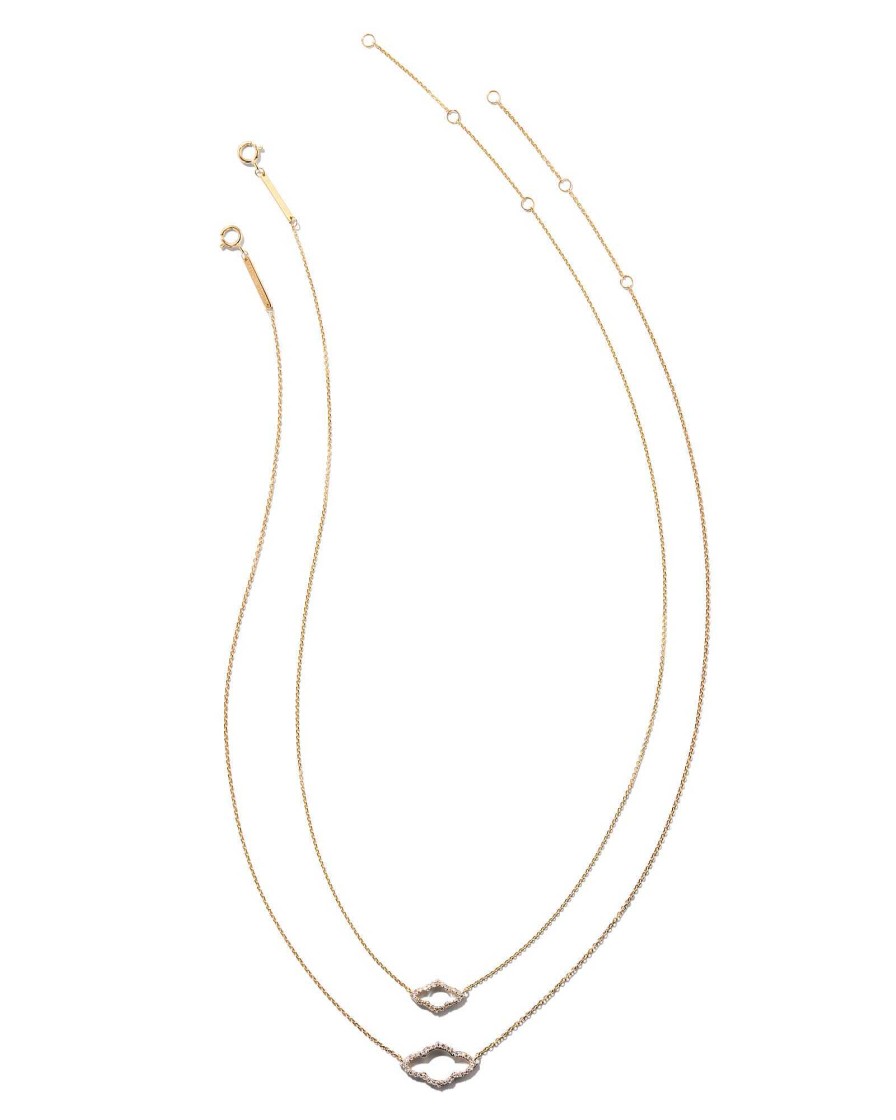 Kendra Scott Necklaces | Abbie 14K Yellow Gold Pendant Necklace In White Diamond