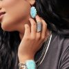 Kendra Scott Bracelets | Abena Vintage Silver Statement Bracelet In Variegated Turquoise Magnesite