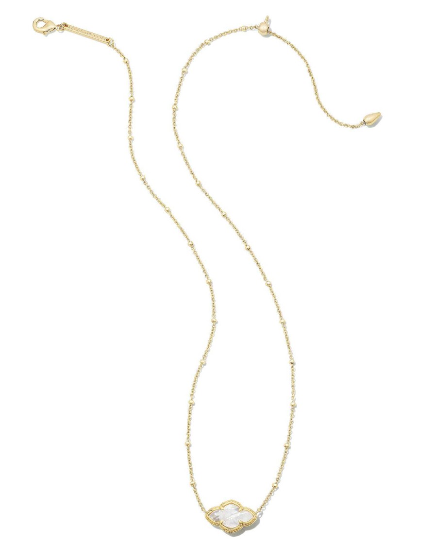 Kendra Scott Necklaces | Abbie Gold Pendant Necklace In Ivory Mother-Of-Pearl