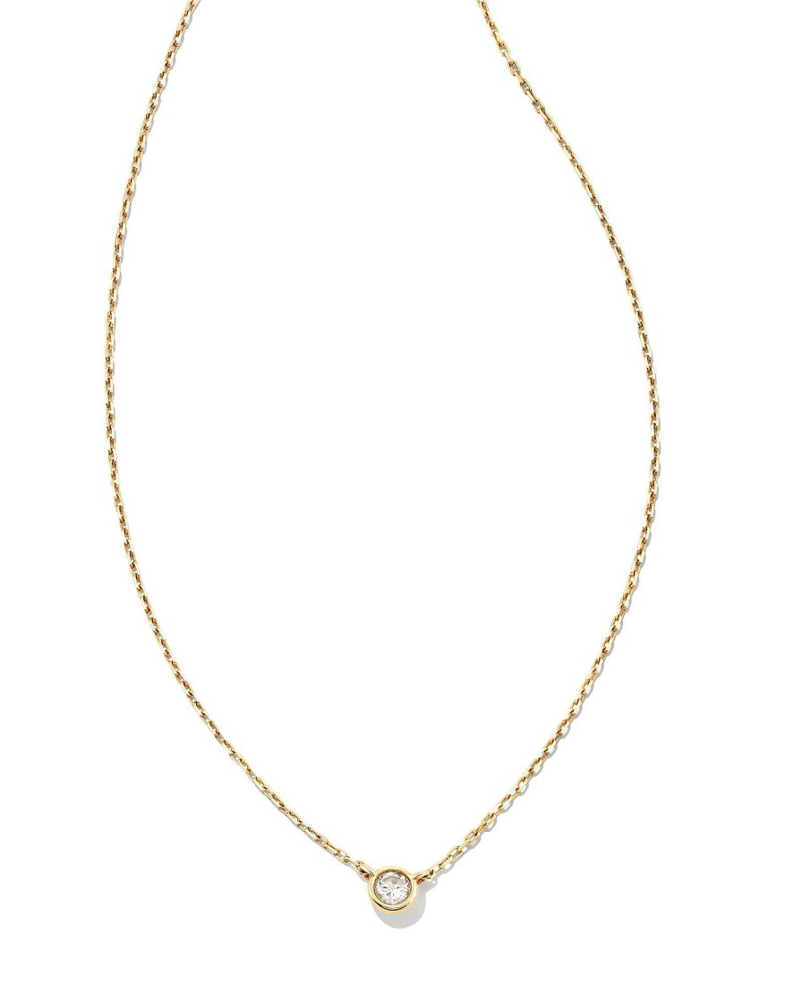 Kendra Scott Necklaces | Audrey 14K Yellow Gold Pendant Necklace In White Diamond