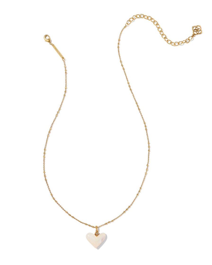 Kendra Scott Necklaces | Poppy Vintage Gold Short Pendant Necklace In Ivory Mother-Of-Pearl