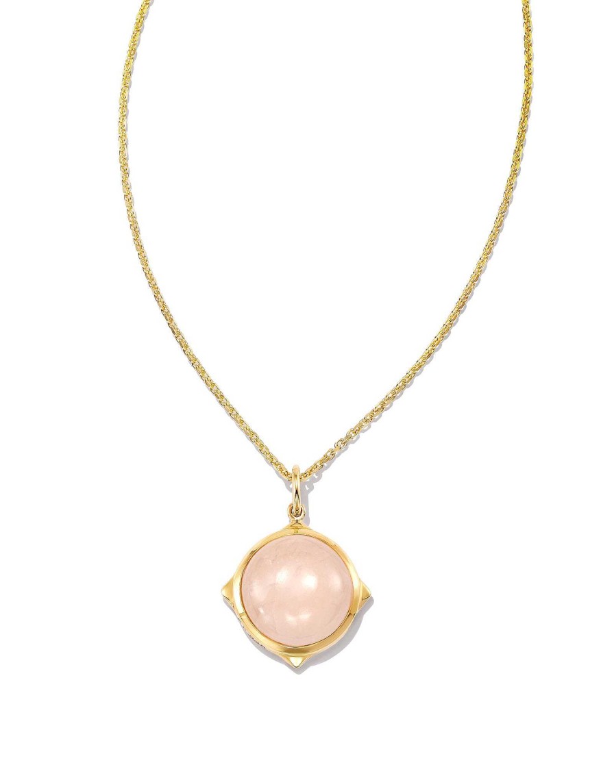 Kendra Scott Necklaces | Matilda 18K Gold Vermeil Stone Charm Necklace In Rose Quartz