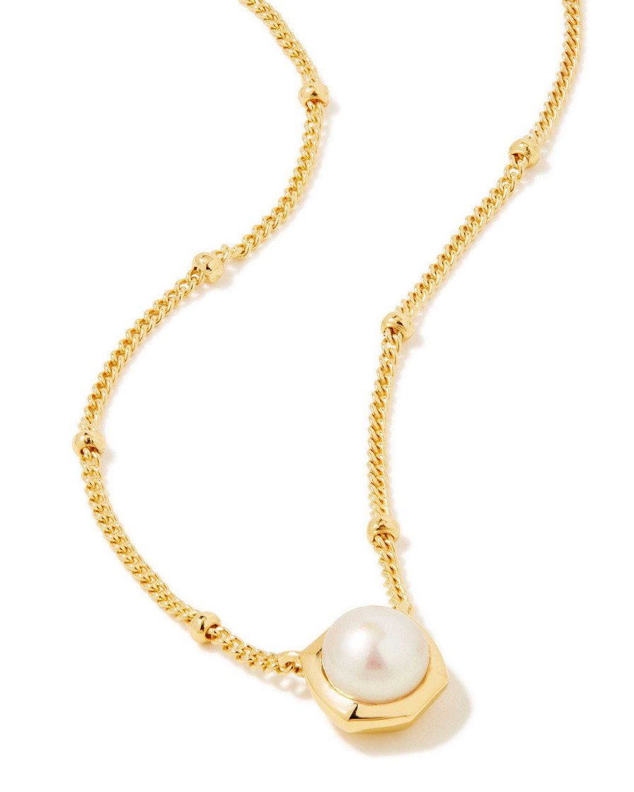 Kendra Scott Necklaces | Davie Pearl 18K Gold Vermeil Pendant Necklace In White Pearl