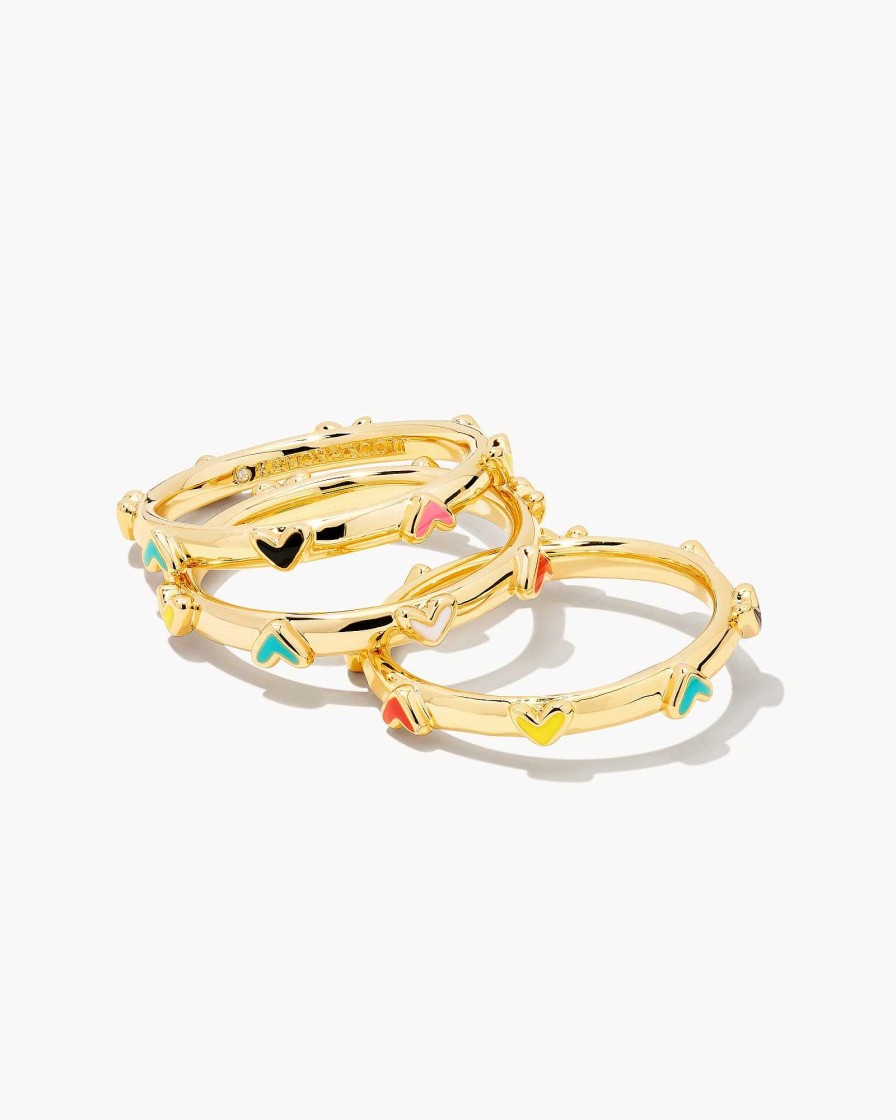 Kendra Scott Rings | Haven Heart Gold Rings Set Of 3 In Multi Mix