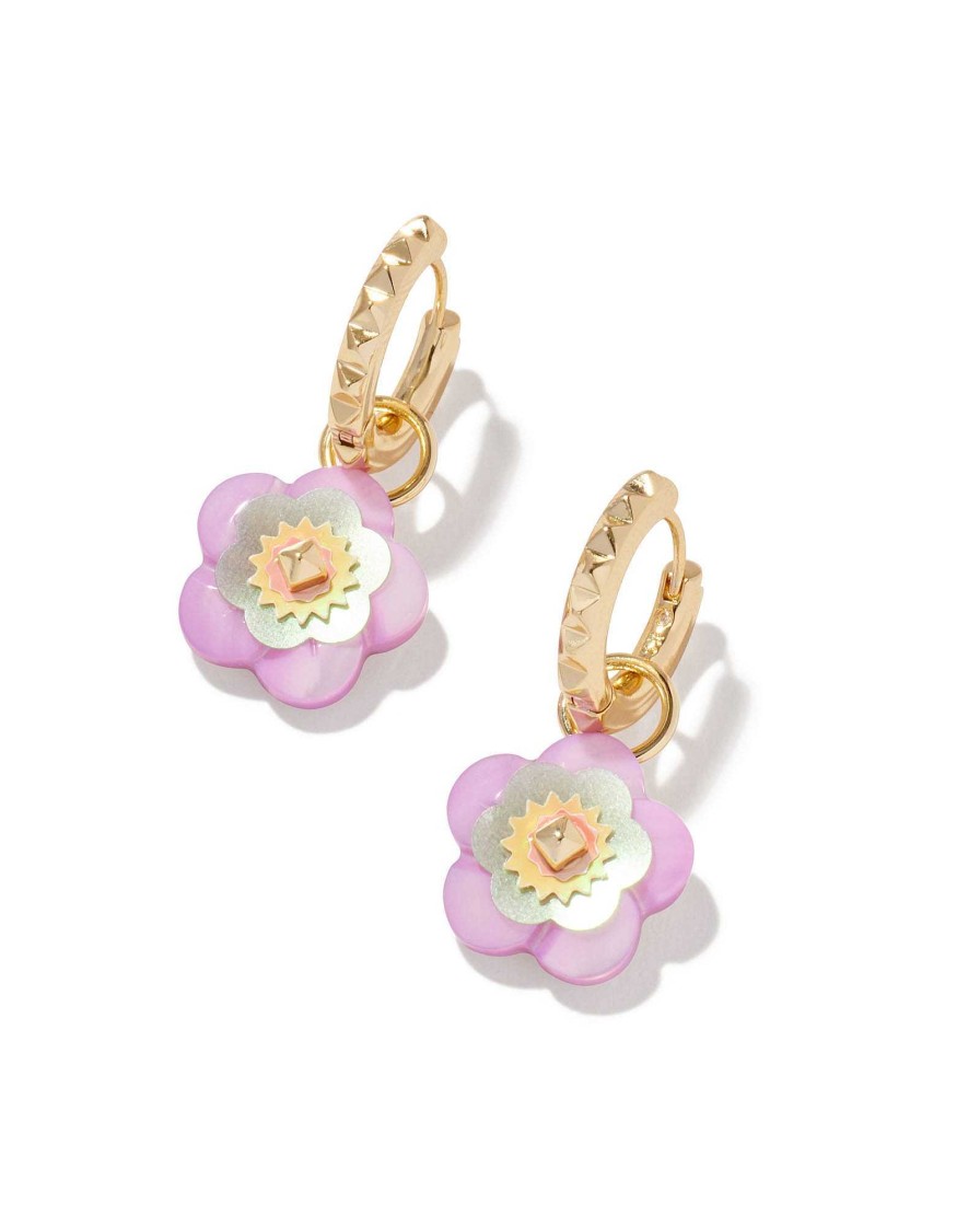 Kendra Scott Earrings | Deliah Convertible Gold Huggie Earrings In Pastel Mix