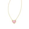 Kendra Scott Necklaces | Ari Heart Gold Pendant Necklace In Bubblegum Pink Kyocera Opal