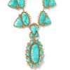 Kendra Scott Necklaces | Havana Vintage Gold Statement Necklace In Variegated Turquoise Magnesite