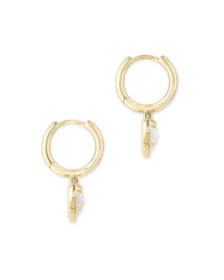 Kendra Scott Earrings | Ari Heart Gold Huggie Earrings In Dichroic Glass