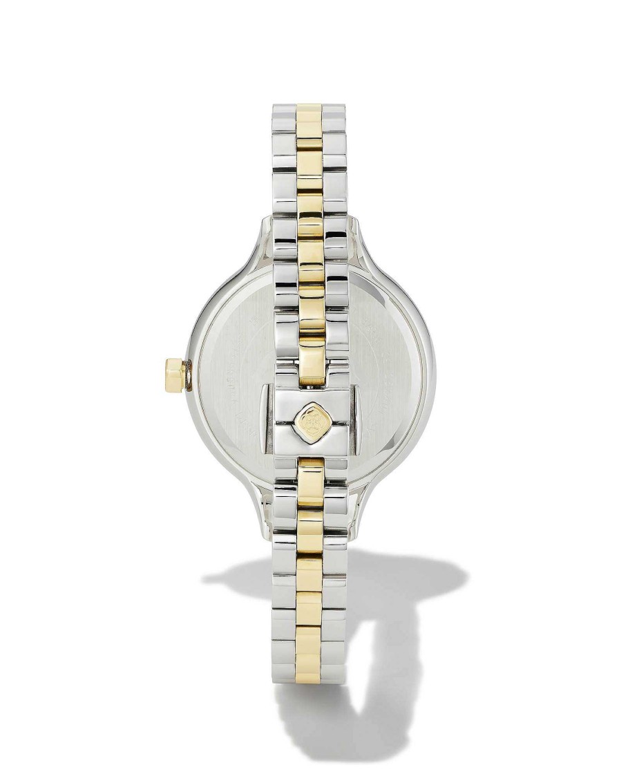 Kendra Scott Watches | Alex Two Tone Stainless Steel 35Mm Narrow Watch In Ivory Mother-Of-Pearl