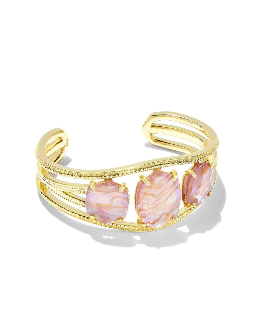 Kendra Scott Bracelets | Daphne Gold Statement Cuff In Light Pink Iridescent Abalone