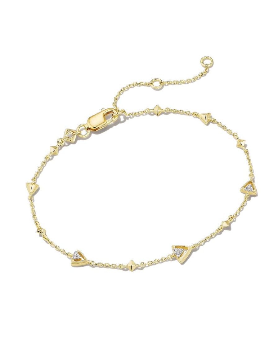 Kendra Scott Bracelets | Spencer 18K Gold Vermeil Delicate Chain Bracelet In White Topaz