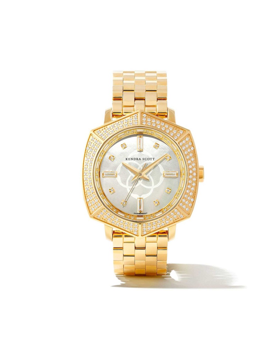 Kendra Scott Watches | 20Th Anniversary Dira Gold Diamond 38Mm Watch In Ivory Mother-Of-Pearl