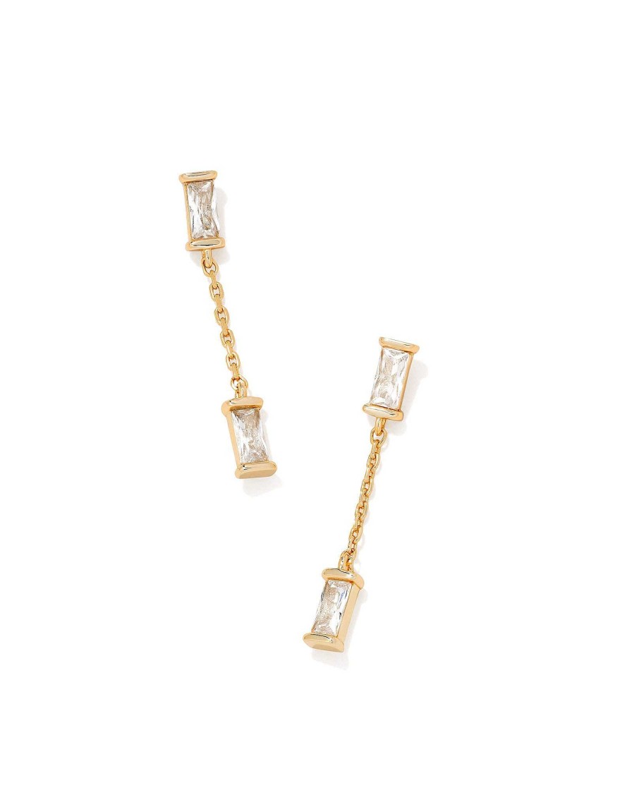 Kendra Scott Earrings | Juliette Gold Drop Earrings In White Crystal