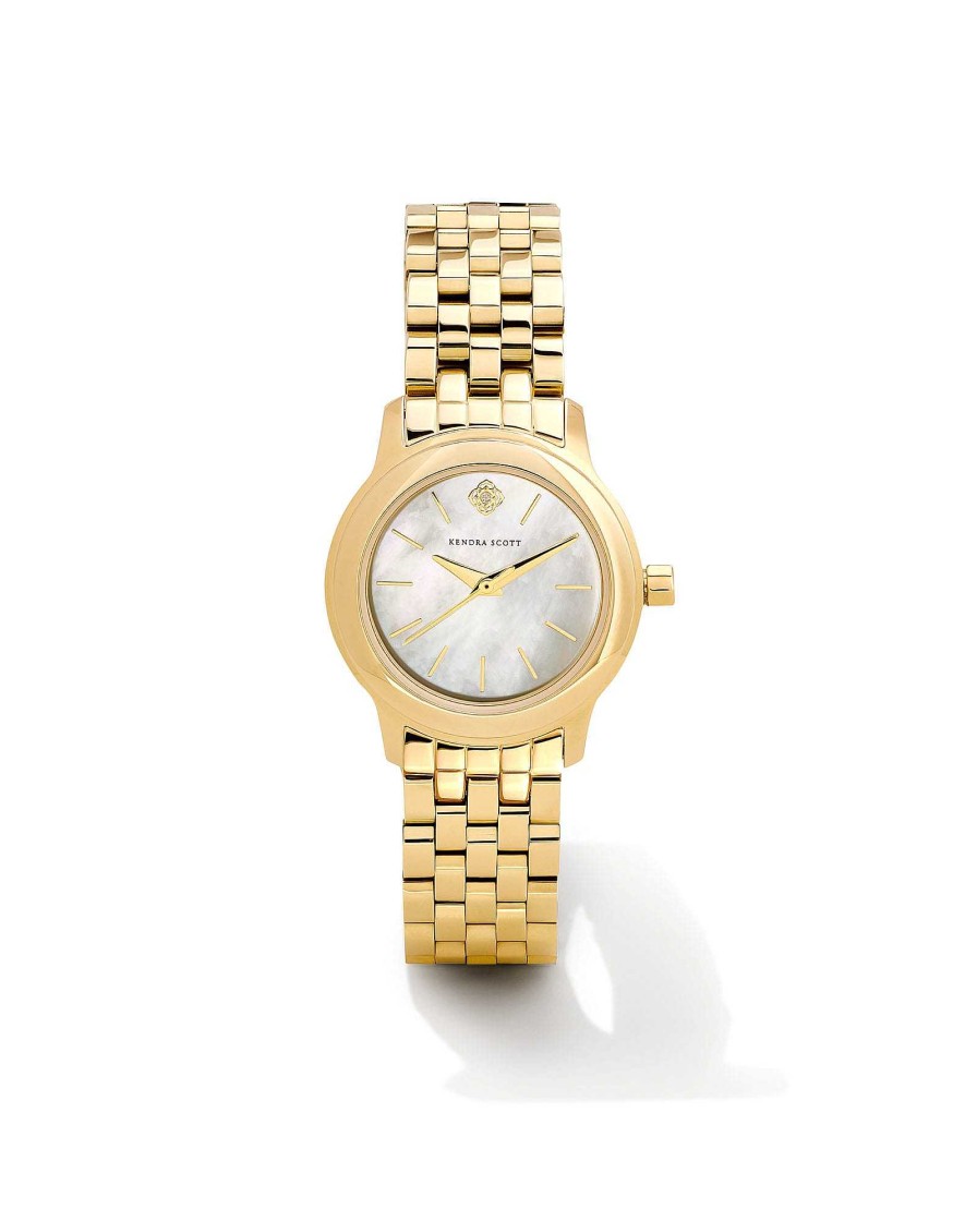 Kendra Scott Watches | Alex Gold Tone Stainless Steel 28Mm Watch In Ivory Mother-Of-Pearl