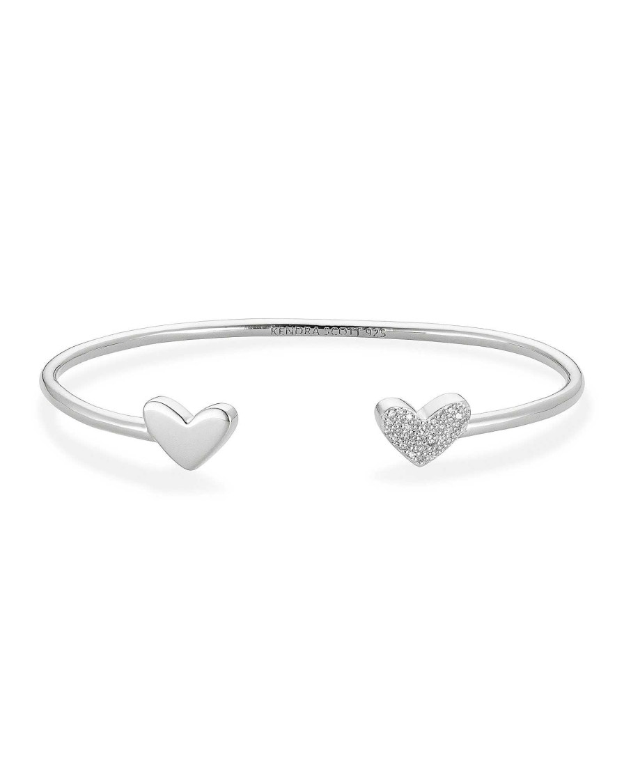 Kendra Scott Bracelets | Ari Heart Sterling Silver Cuff Bracelet In White Diamond