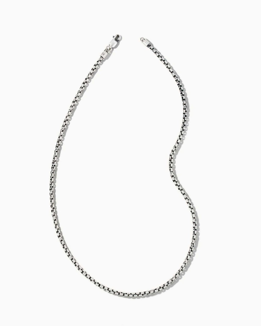 Kendra Scott Necklaces | Beck Round Box Chain Necklace In Oxidized Sterling Silver