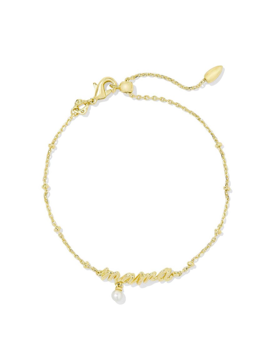 Kendra Scott Bracelets | Mama Script Delicate Chain Bracelet In Gold