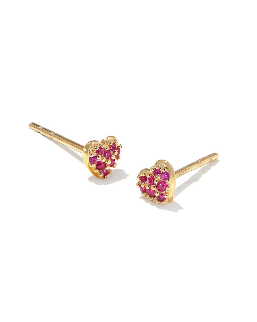 Kendra Scott Earrings | Madeline 14K Yellow Gold Stud Earrings In Ruby