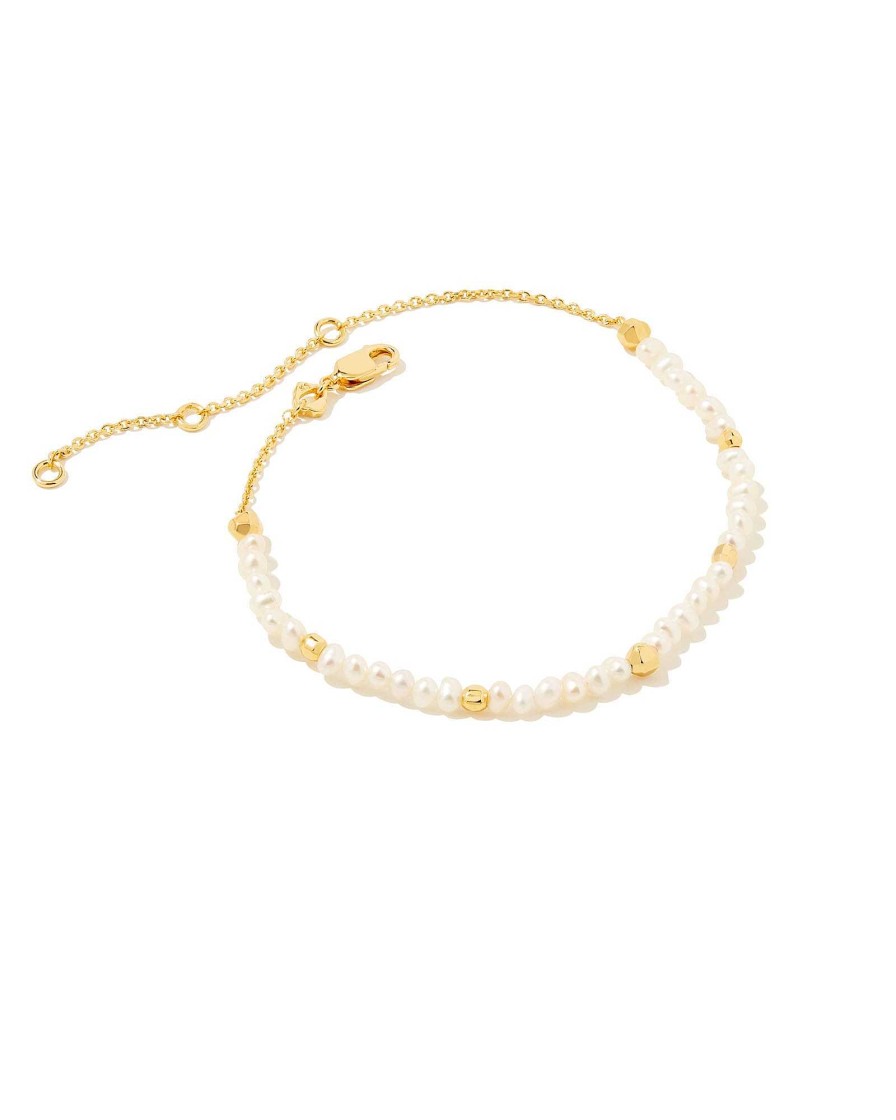 Kendra Scott Bracelets | Brooklyn Pearl 18K Gold Vermeil Delicate Chain Bracelet In White Pearl