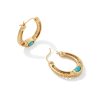 Kendra Scott Earrings | Noble Vintage Gold Horseshoe Hoop Earrings In Variegated Dark Teal Magnesite