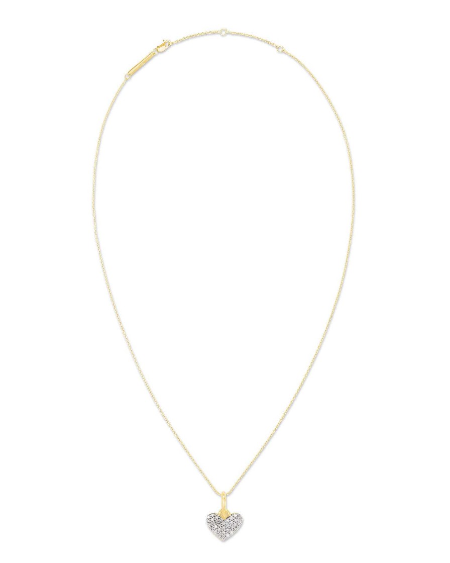 Kendra Scott Necklaces | Ari Pave Heart 18K Yellow Gold Vermeil Charm Necklace In White Diamond