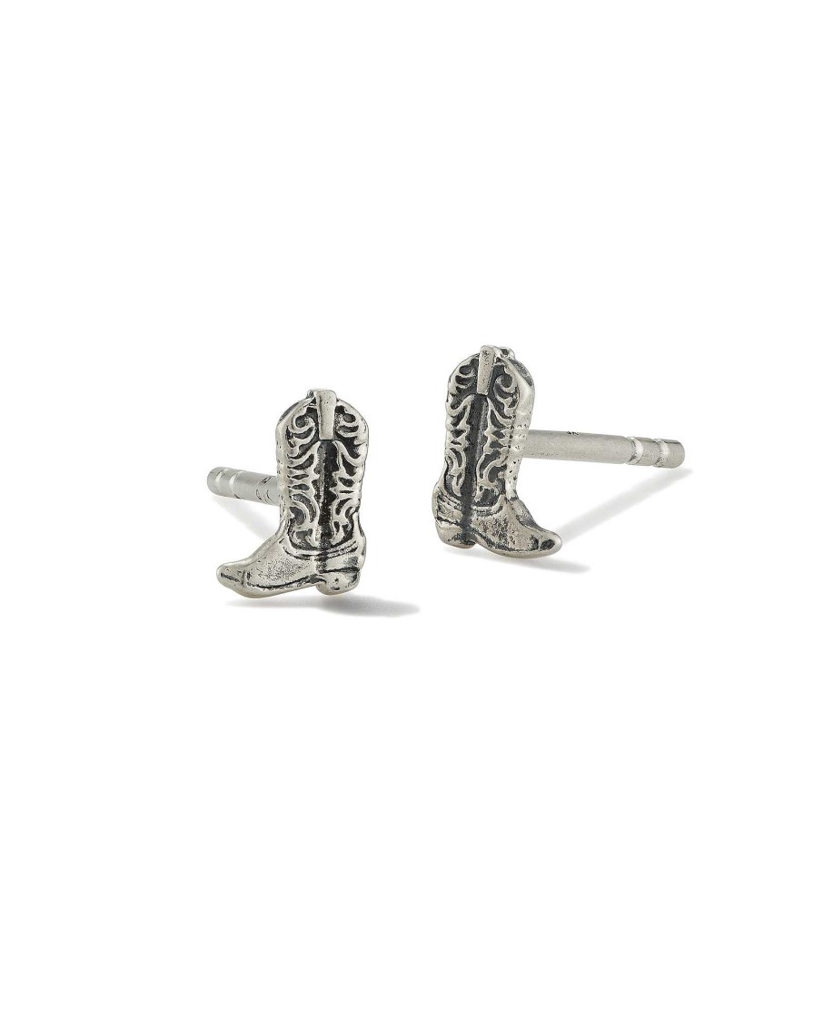 Kendra Scott Earrings | Tiny Cowboy Boot Stud Earrings In Oxidized Sterling Silver