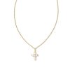 Kendra Scott Necklaces | Pearl 14K Yellow Gold Cross Pendant Necklace In White Pearl